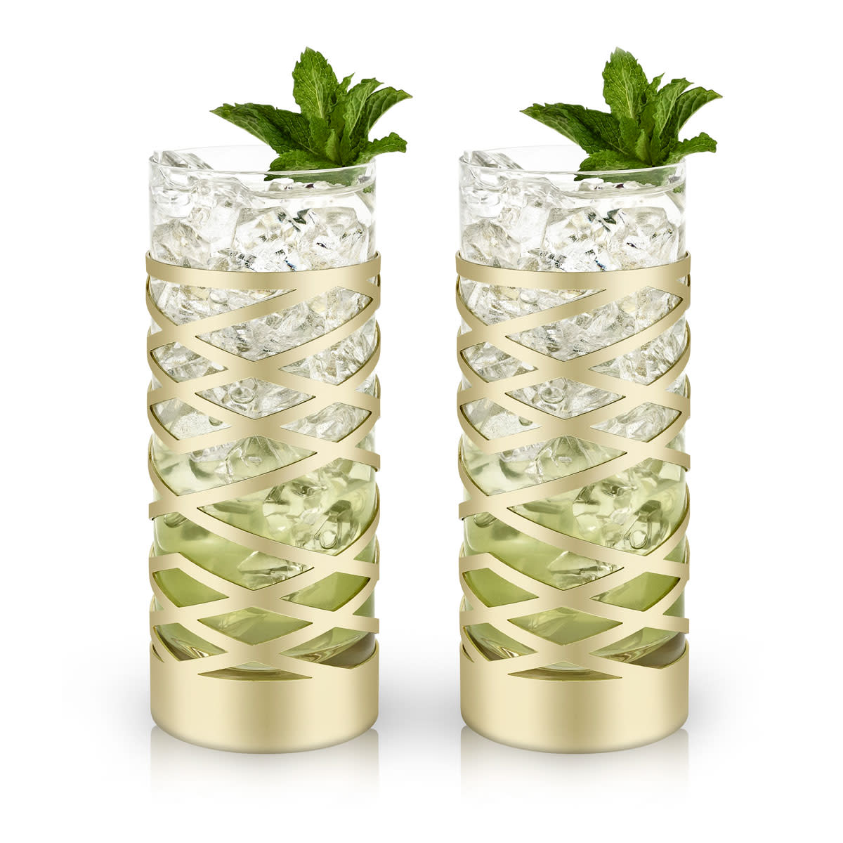 Gold Crystal Highball Glasses By VISKI